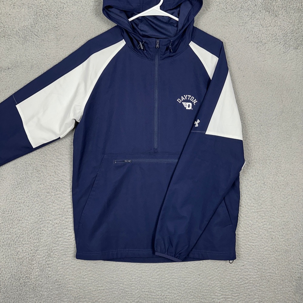 Dayton Flyers Under Armour Jacket Mens Small Navy Windbreaker Quarter Zip Hooded